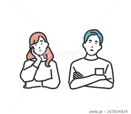 考える男女のイメージイラスト素材 107854824