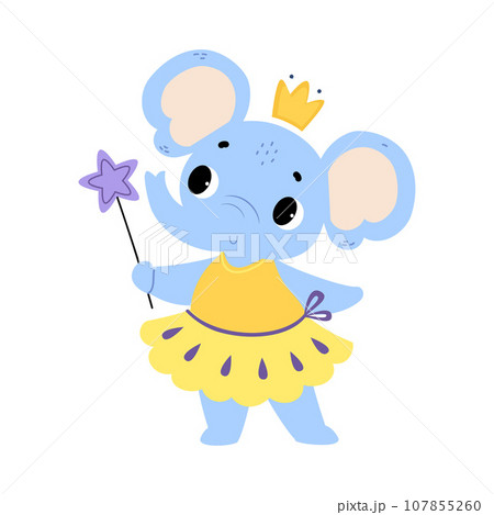 Elephant Animal Fairy in Pretty Dress with Magic Wand Vector Illustration Elephant Animal Fairy in Pretty Dress with Magic Wand Vector Illustration 107855260