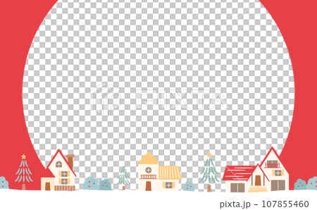 Snowy winter cityscape with copy space for stylish Christmas or holiday season_vector frame background 107855460