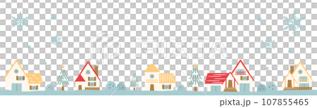 Snowy winter cityscape with copy space for stylish Christmas or holiday season_vector frame background 107855465