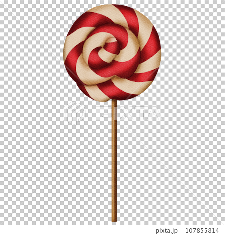 Cute realistic christmas lollipop with red and white stripes Cute realistic christmas lollipop with red and white stripes 107855814