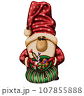 Cute Christmas Dwarf Santa with bag with presents 107855888