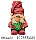 Cute Christmas Dwarf Santa with green heart 107855889