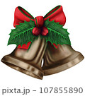 Cute realistic christmas bells with bow and holly 107855890