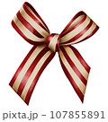 Cute realistic christmas bow with white red stripes 107855891