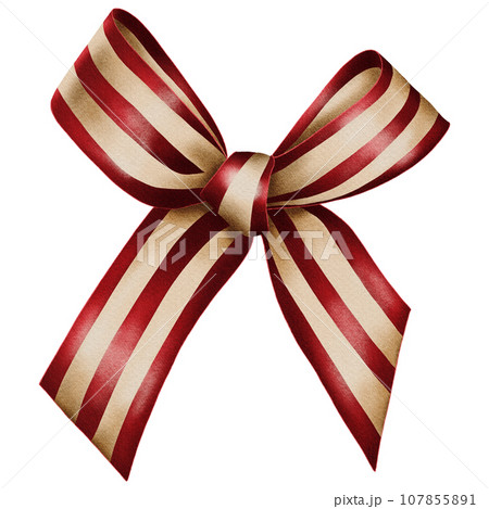 Cute realistic christmas bow with white red stripes Cute realistic christmas bow with white red stripes 107855891