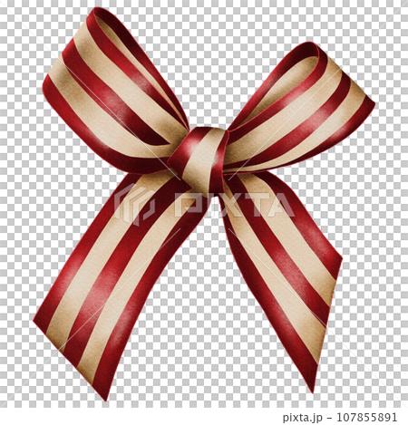 Cute realistic christmas bow with white red stripes Cute realistic christmas bow with white red stripes 107855891
