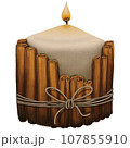 Cute candle with cinnamon sticks and bow 107855910