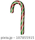 Cute Christmas caramel candy cane lollipop.Red green. 107855915