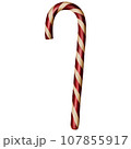 Cute Christmas caramel candy cane lollipop.Red 107855917