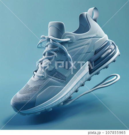 Mechanical sports shoes icon blue frosted glass 107855965