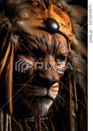 Lion warrior close-up 107855975