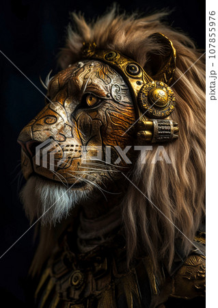 Lion warrior close-up 107855976