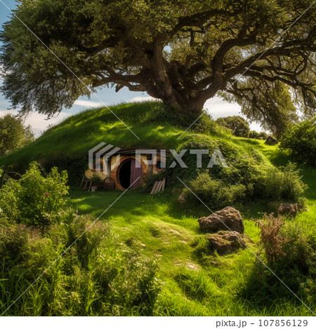 houses in the ground, surrounded by green grass houses in the ground, surrounded by green grass 107856129