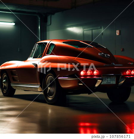 vintage car 1963 on the night streets vintage car 1963 on the night streets 107856171