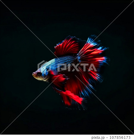 Siamese fighting fish on a black background 107856173