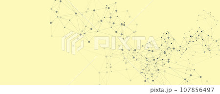 Abstract connect dots and lines on yellow background. Science and technology vector illustration 107856497