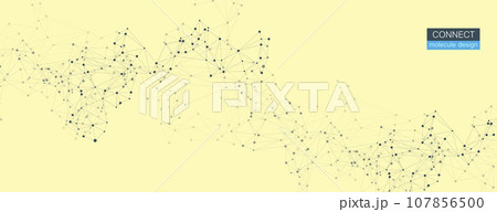 Abstract connect dots and lines on yellow background. Science and technology vector illustration 107856500