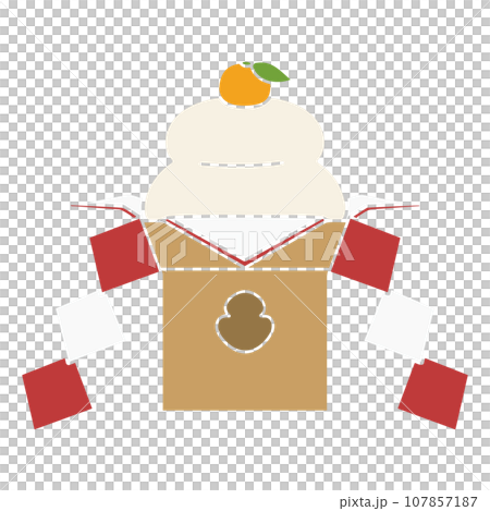 Kagami-mochi 插圖，新年裝飾材料，向量 107857187