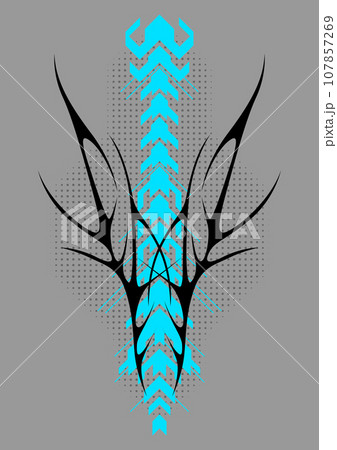 Cyber sigilism poster. Neo tribal gothic style shape. 107857269