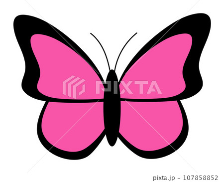 Emo butterfly. Glamour trendy 2000s aesthetic. Black and pink. Y2k. Graphic flat vector illustration. Emo butterfly. Glamour trendy 2000s aesthetic. Black and pink. Y2k. Graphic flat vector illustration. 107858852
