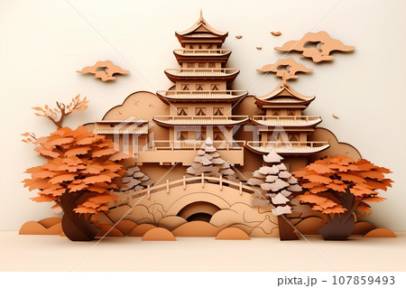 日本のお城（3D）天守閣・コルク 107859493