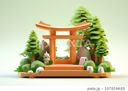 神社と鳥居(3D) 神社と鳥居(3D) 107859689