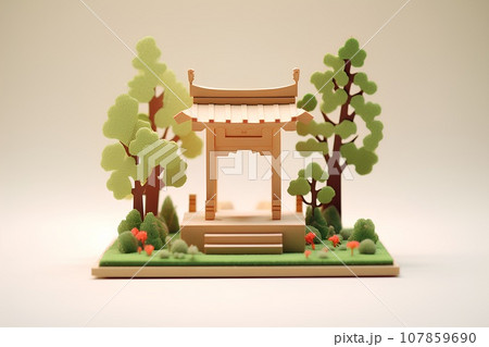 神社と鳥居(3D) 神社と鳥居(3D) 107859690