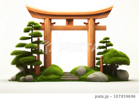 神社と鳥居（3D） 107859696