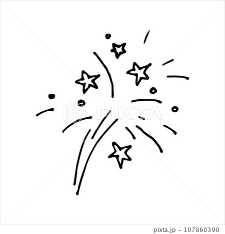 vector illustration in doodle style. festive fireworks, fireworks. new year, christmas, independence day. explosions and stars 107860390
