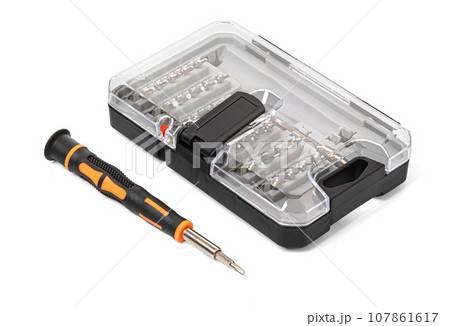 mini screwdriver and set of the interchangeable bits with working parts 107861617