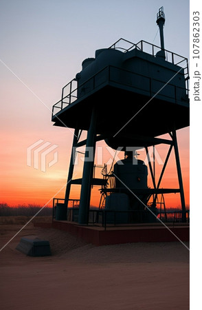 oil pump on sunset 107862303