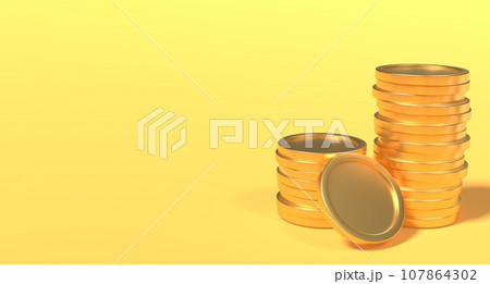 Stack of golden coins. 3D gold coins. Money growth gold coins. Finance and investment concept. 3D rendering Stack of golden coins. 3D gold coins. Money growth gold coins. Finance and investment concept. 3D rendering 107864302