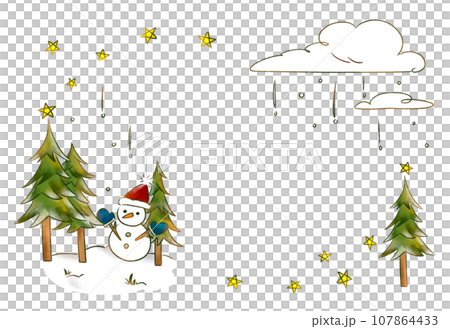 クリスマスツリーと星のフレーム 107864433