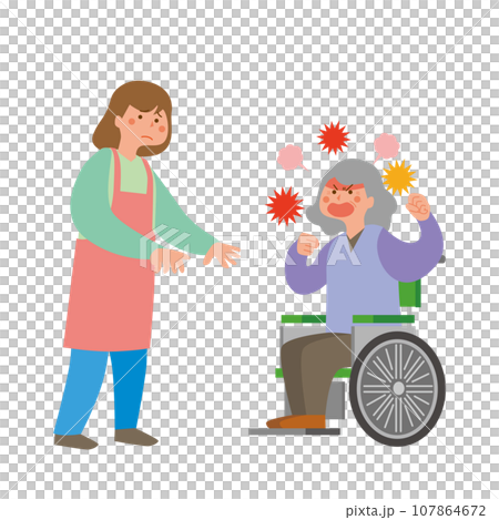 憤怒的老婦人和陷入困境的護理人員 107864672