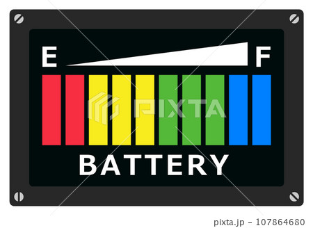 蓄電池やバッテリーの電圧と充電残量を表示するイラスト 107864680