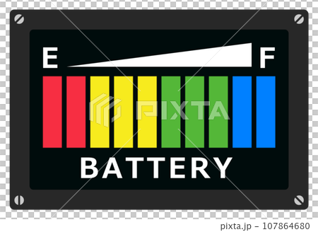 蓄電池やバッテリーの電圧と充電残量を表示するイラスト 107864680
