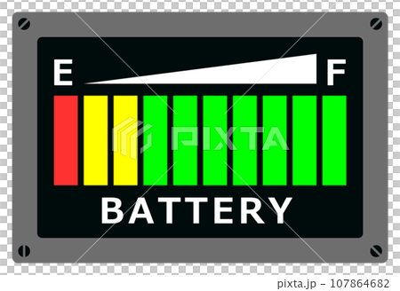 蓄電池やバッテリーの電圧と充電残量を表示するイラスト 107864682