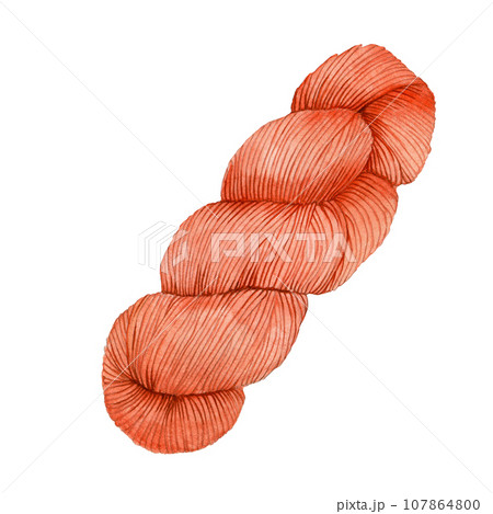 watercolor drawing pictures of a skein of yarn for knitting. cute drawing in autumn colors on the theme of knitting, needlework, made by hand. watercolor drawing pictures of a skein of yarn for knitting. cute drawing in autumn colors on the theme of knitting, needlework, made by hand. 107864800