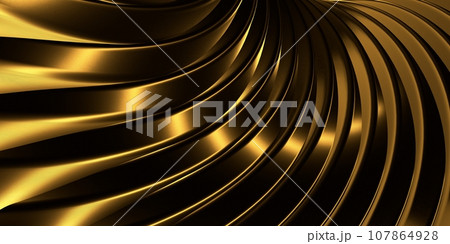 Abstract futuristic illustration of a golden circle with golden stripes coming from it with black shadows on a black background, similar to a futuristic image of the sun. Abstract luxury style golden Abstract futuristic illustration of a golden circle with golden stripes coming from it with black shadows on a black background, similar to a futuristic image of the sun. Abstract luxury style golden 107864928