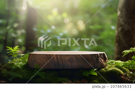 Background with empty, blank tabletop, podium for product, content placement 107865631
