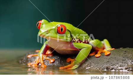アカメアマガエル　背景素材 107865808