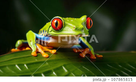 アカメアマガエル　背景素材 107865815