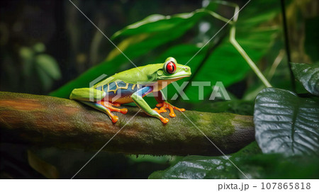 アカメアマガエル　背景素材 107865818