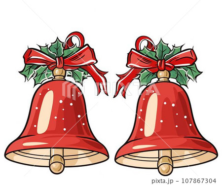 Christmas Bells with Red Ribbon Christmas Bells with Red Ribbon 107867304