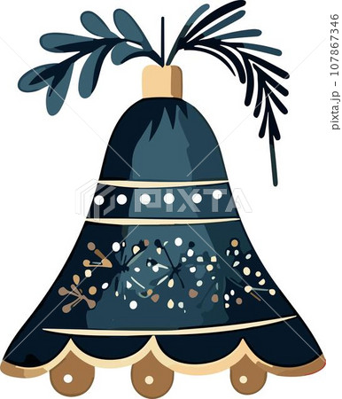 Christmas Bell with Evergreen Leaves 107867346