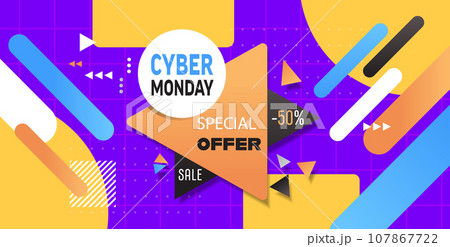 cyber monday sale special offer sale poster shopping flyer holiday promotion hot price discount banner 107867722