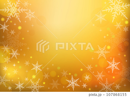 雪の結晶クリスマスキラキラ背景ゴールド 107868155