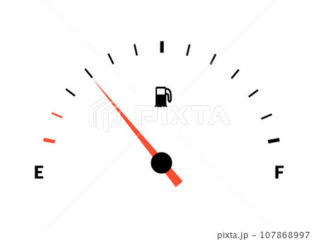 Fuel indicator meter or fuel gauge for petrol, gasoline, diesel level count. Control gas tank fullness. Fuel gauge scales icon. Car dial petrol gasoline dashboard. Vector illustration Fuel indicator meter or fuel gauge for petrol, gasoline, diesel level count. Control gas tank fullness. Fuel gauge scales icon. Car dial petrol gasoline dashboard. Vector illustration 107868997