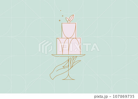 Cake stand art deco turquoise 107869735